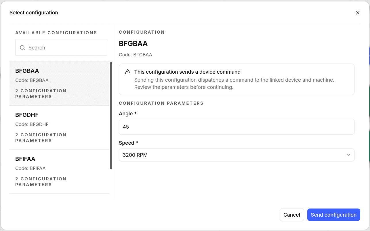 SOI Machine Configuration Form