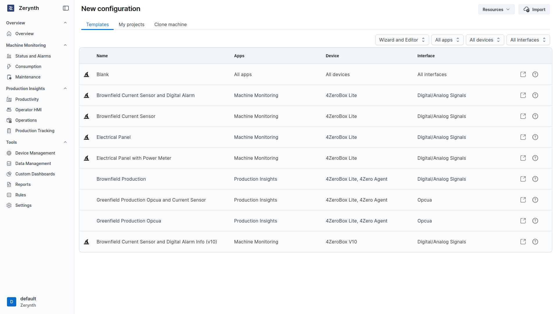 New Configuration Page